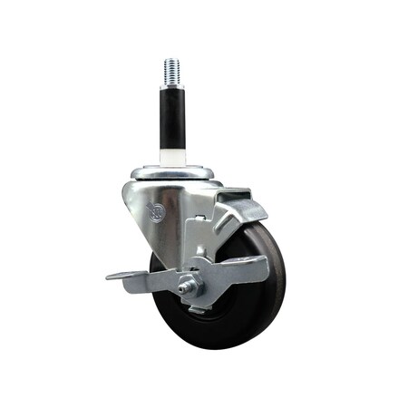 Service Caster 3.5'' SS Phenolic Swivel 7/8'' Expanding Stem Caster with Brake SCC-SSEX20S3514-PHS-TLB-78